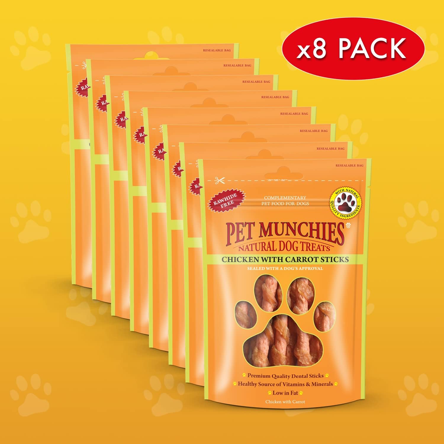 Pet Munchies Dog Treats Chicken with Carrot Sticks 80g x 8