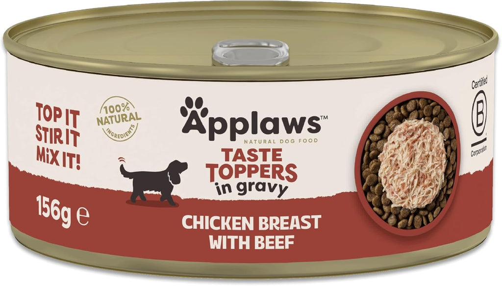 Applaws 100% Natural Wet Dog Food, Grain Free Chicken with Beef in Gravy Tin, 156g (Pack of 12)