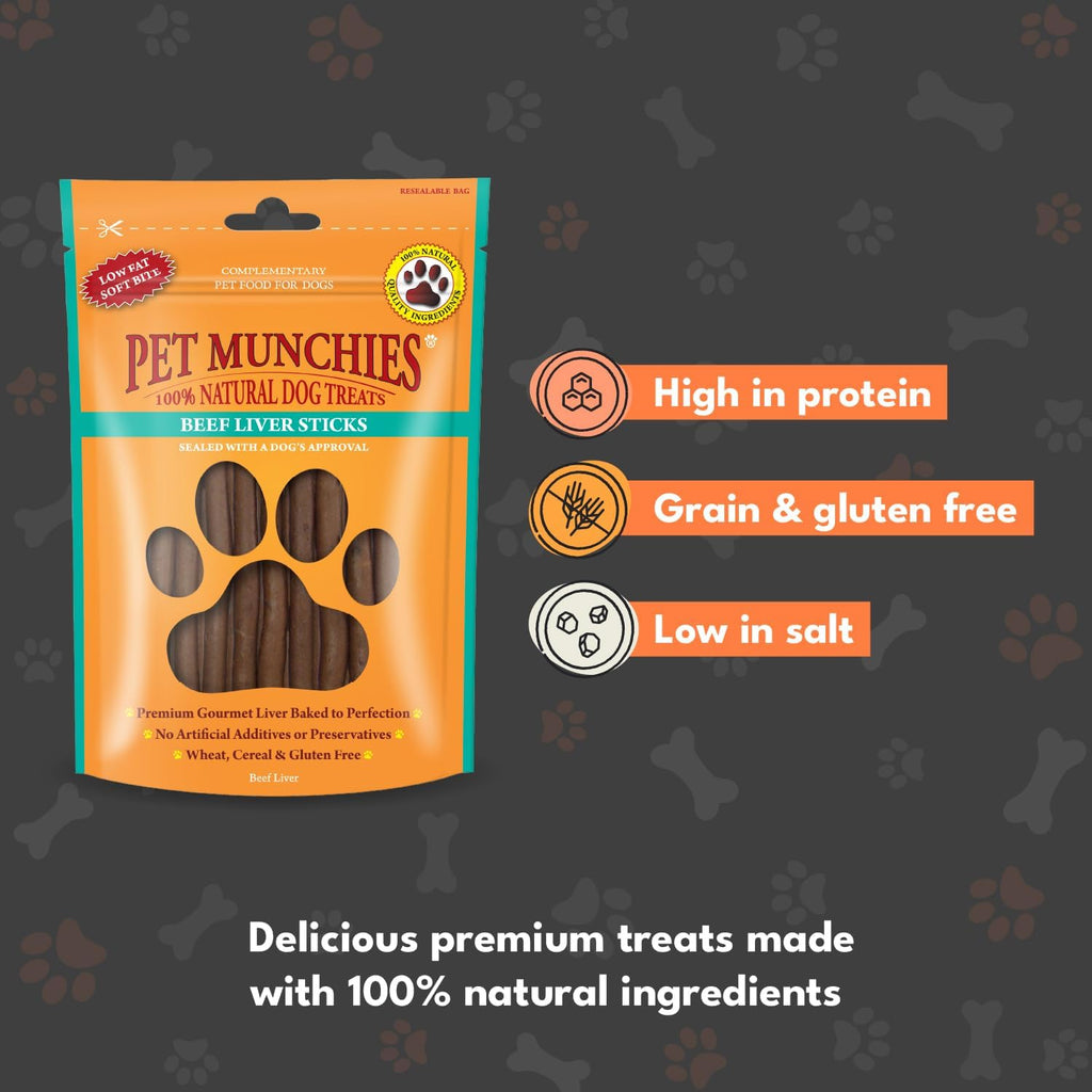 Pet Munchies Dog Treats Beef Liver Sticks 90g x 8