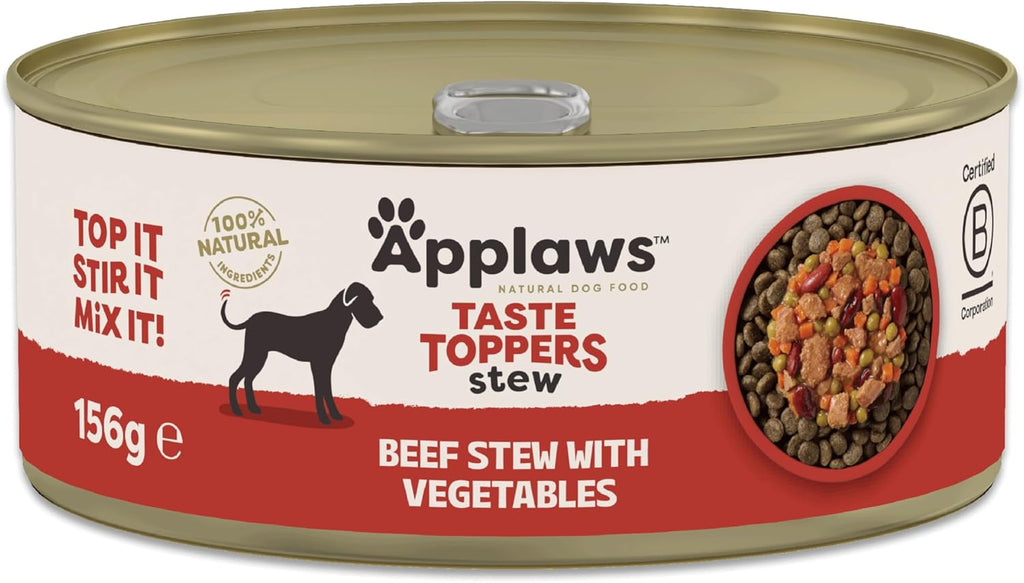 Applaws 100% Natural Wet Dog Food Tins, Grain Free Beef with Vegetables Stew, 156g (Pack of 12)
