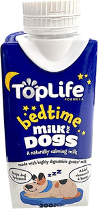 TopLife Bedtime Calming Milk for Dogs - Keeps Dogs Hydrated - Chamomile & Honey Goats' Milk, 12 x 200ml