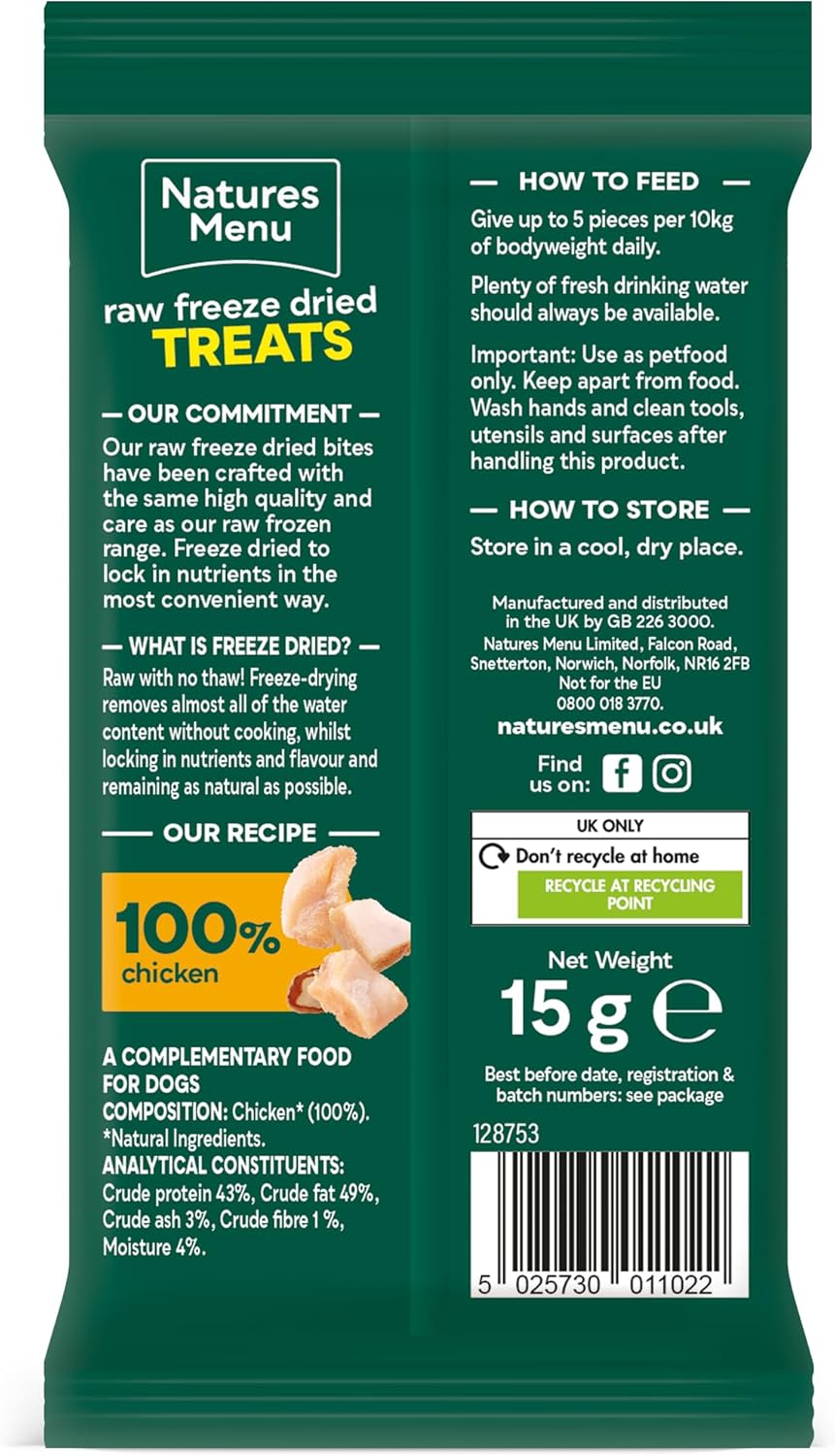 Natures Menu Raw Freeze Dried Treats - Chicken - 20 x 15g