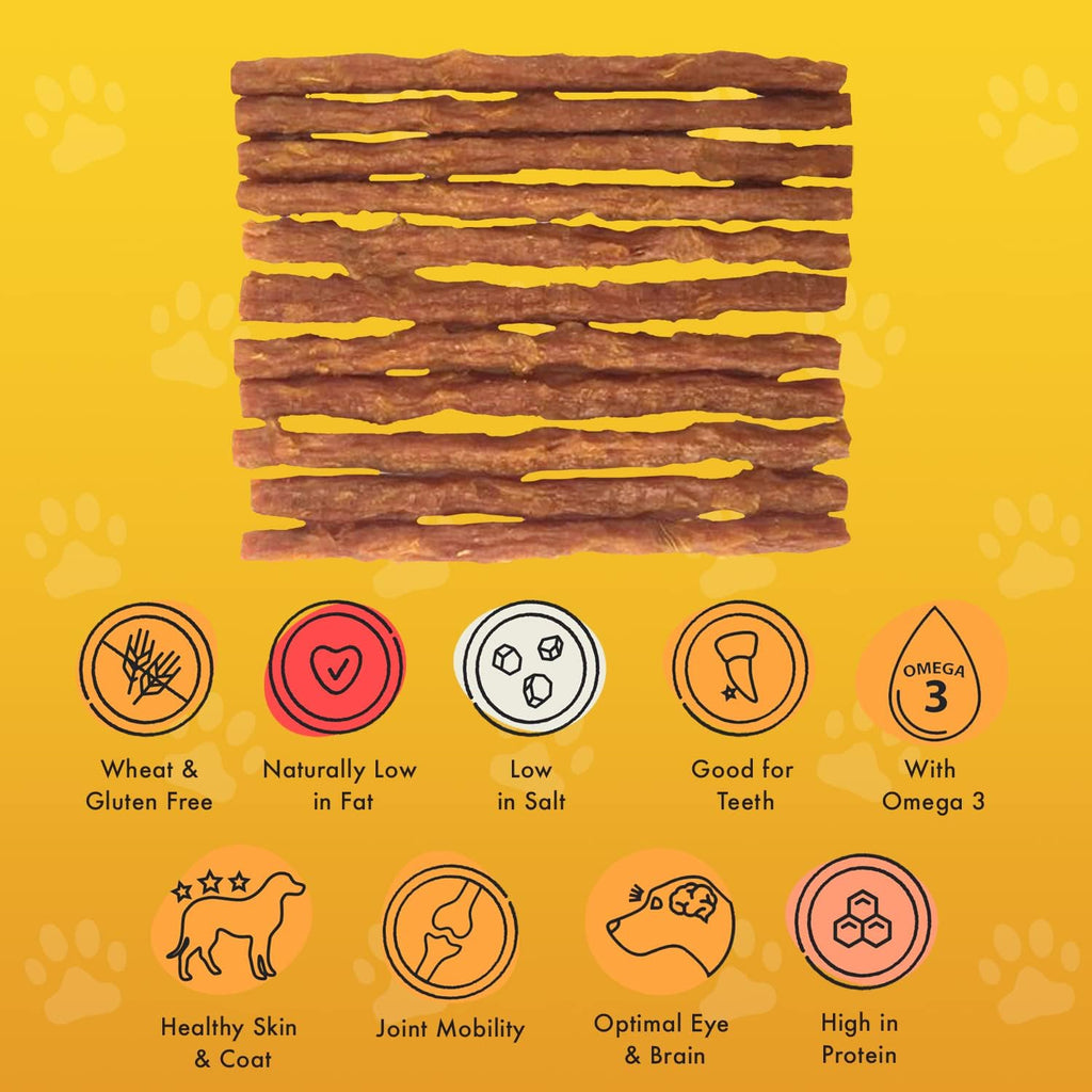 Pet Munchies Dog Treats Wild Salmon & Sweet Potato Dental Sticks 90g x 8