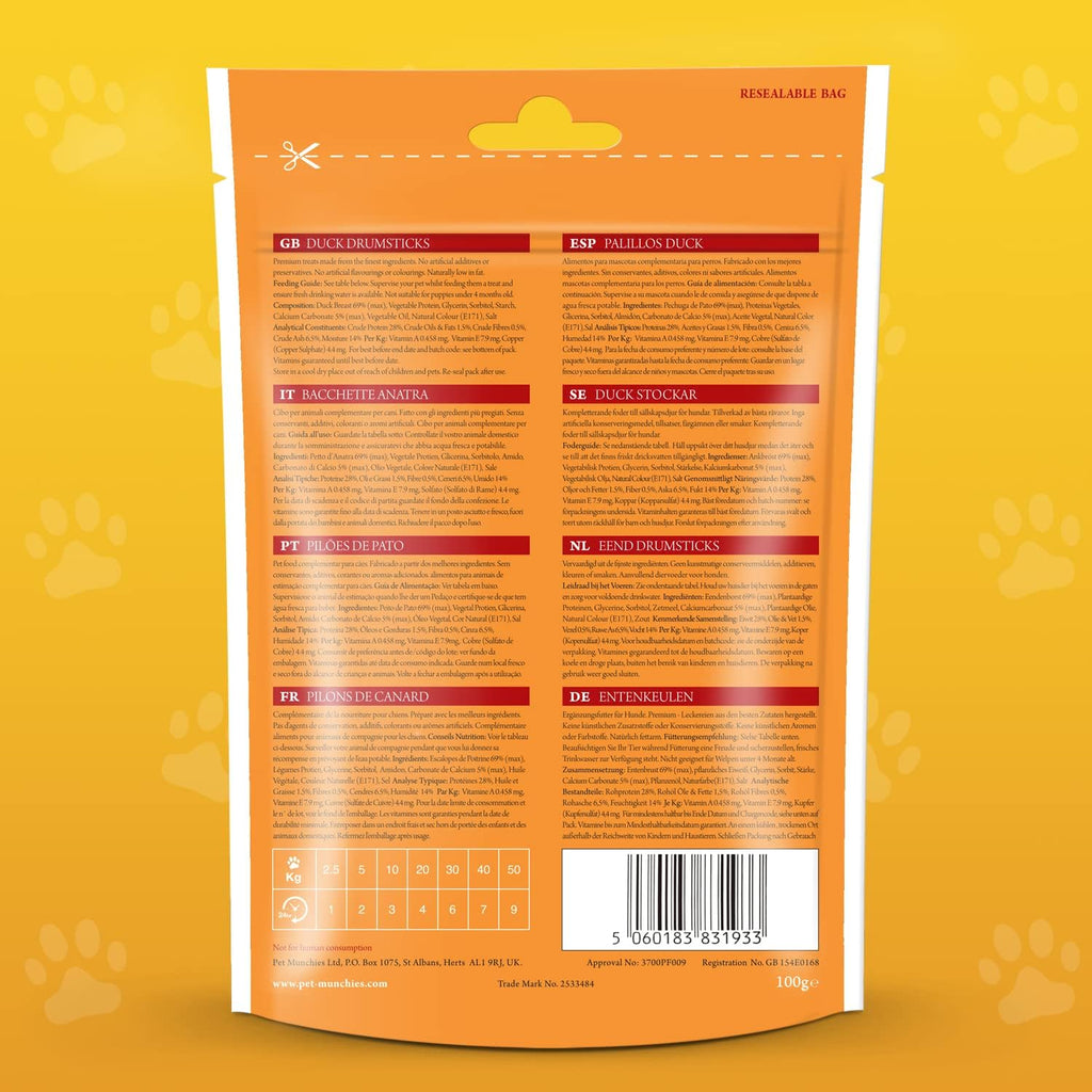 Pet Munchies Dog Treats Duck Drumsticks 100g x 8