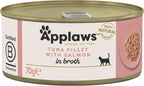 Applaws 100% Natural Wet Cat Food Tin, Tuna Fillet with Salmon in Broth 70g Tin (Pack of 24)
