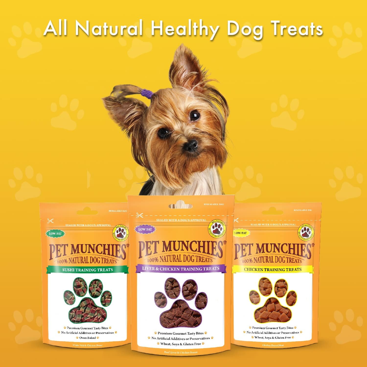 Pet Munchies Sushi Dog Training Treats, Oven Baked Tasty Bites with Natural Real Meat, Low in Fat 50g (Pack of 8)