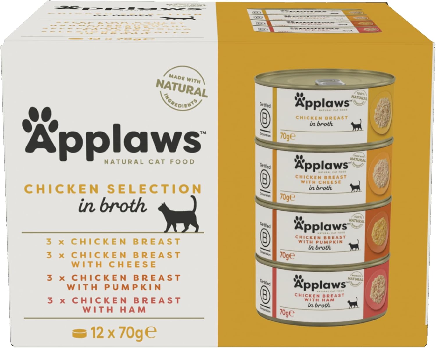 Applaws Cat Can Chicken Selection in Broth 70g 12pk x1