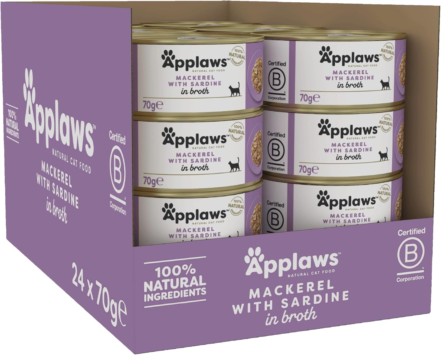 Applaws Cat Can Mackerel & Sardine in Broth 70g x 24