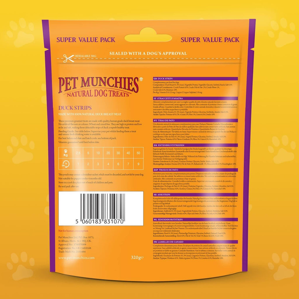 Pet Munchies Dog Treats Duck Strips 320g x 3
