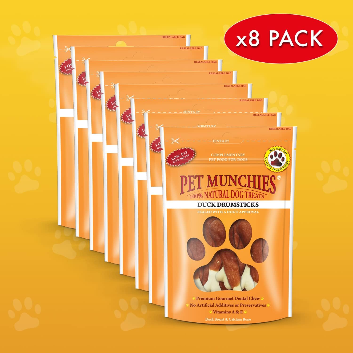 Pet Munchies Dog Treats Duck Drumsticks 100g x 8