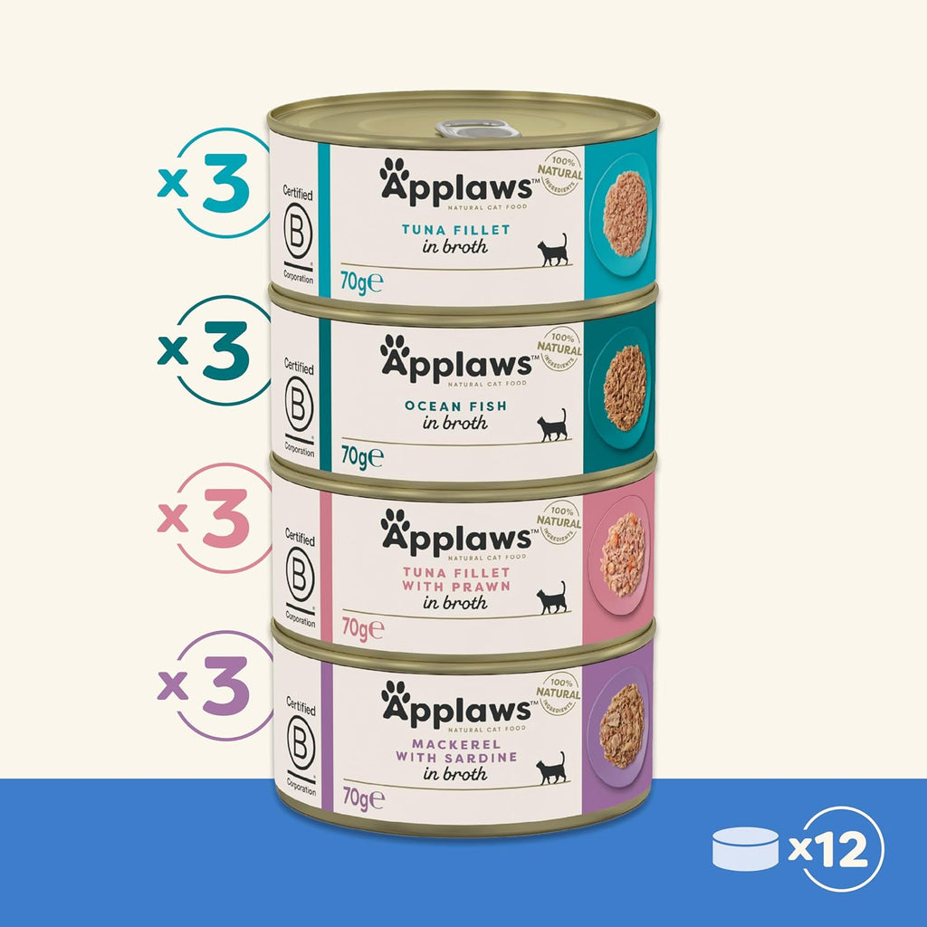 Applaws Cat Can Fish Selection in Broth 70g 12pk x1