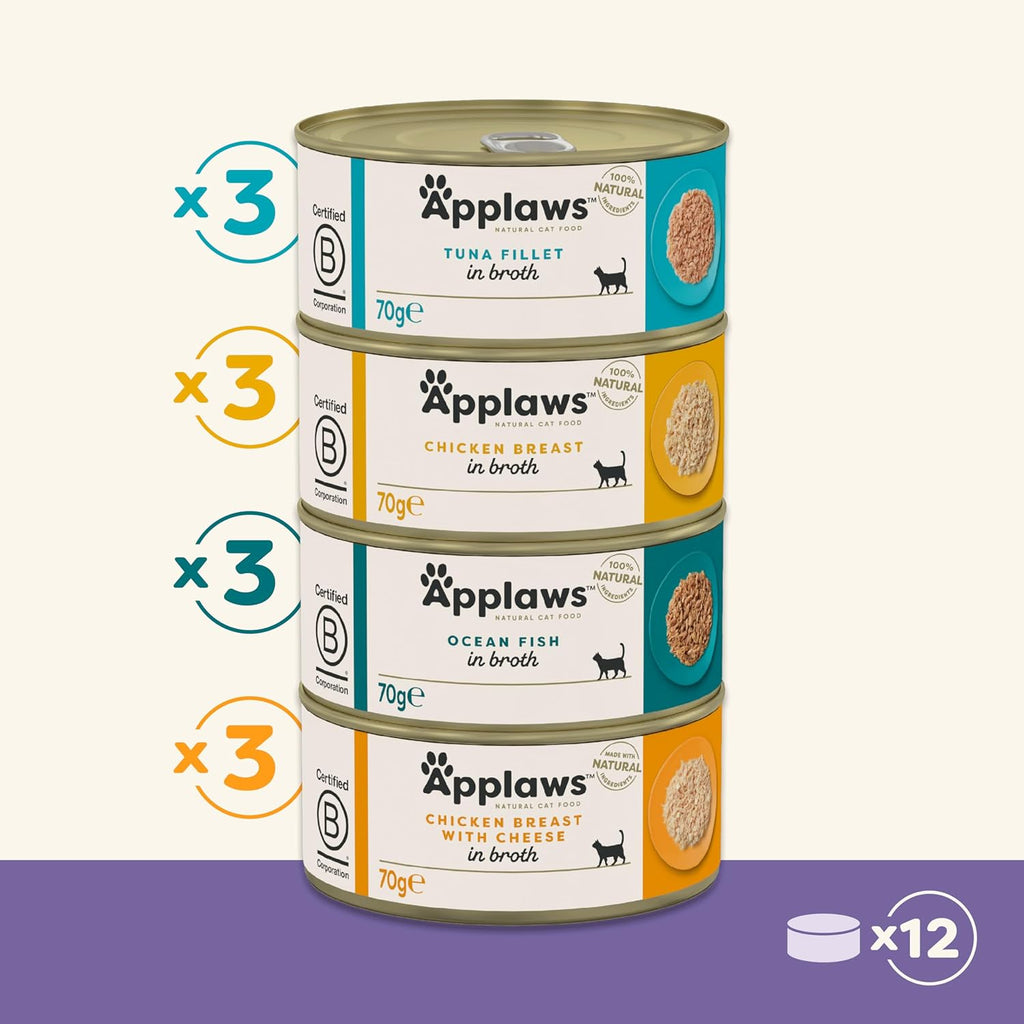 Applaws Cat Can Mixed Selection in Broth 70g 12pk x1