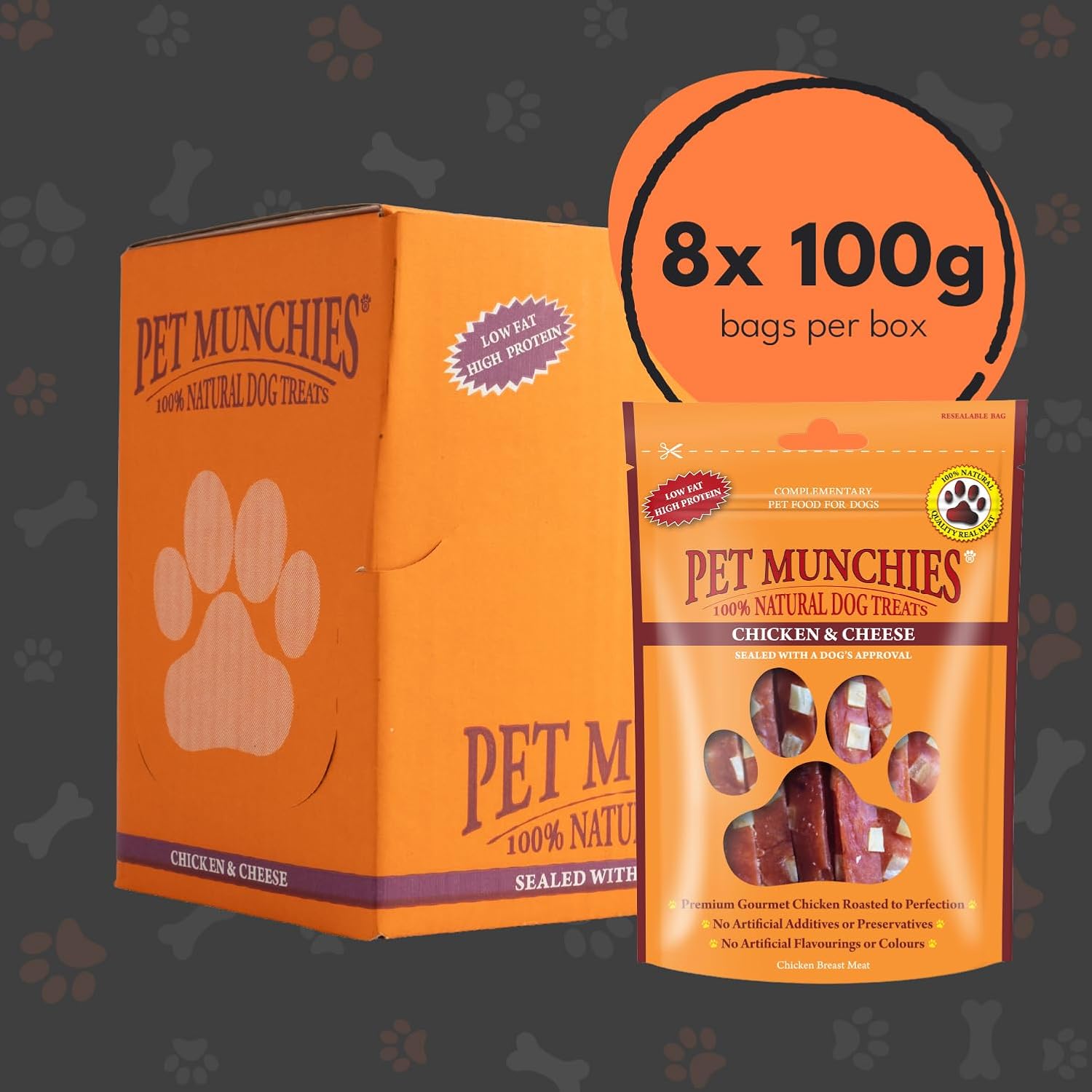 Pet Munchies Dog Treats Chicken & Cheese 100g x 8