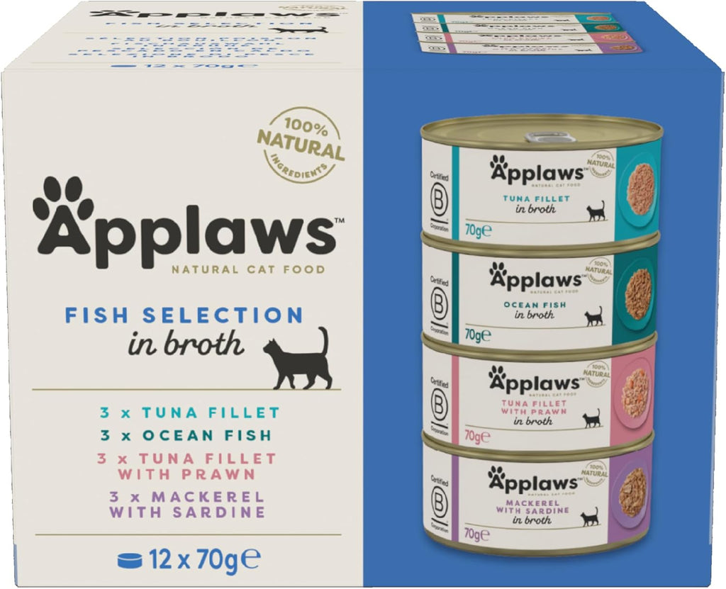 Applaws Cat Can Fish Selection in Broth 70g 12pk x1