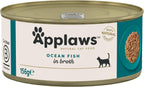 Applaws 100% Natural Wet Cat Food, Ocean Fish In Broth, 156g Tin (Pack of 24)