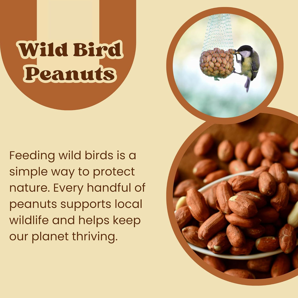 1L Bag Premium Wild Bird Peanuts - High Protein Peanuts for Wild Birds, Rich in Healthy Fats, Fibre & Vitamins, Ideal for Feeders, Supports Bird Health, Clean & Fresh Wild Bird Food