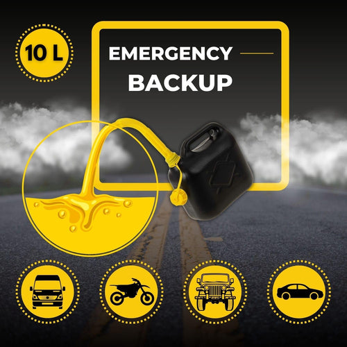 10 Litre Jerry Can for Petrol Diesel Fuel with Spout, Emergency Backup Fuel Storage for Cars, Motorcycles & Vans