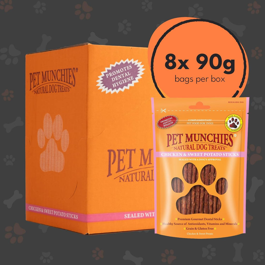 Pet Munchies Dog Treats Chicken & Sweet Potato Sticks 90g x 8