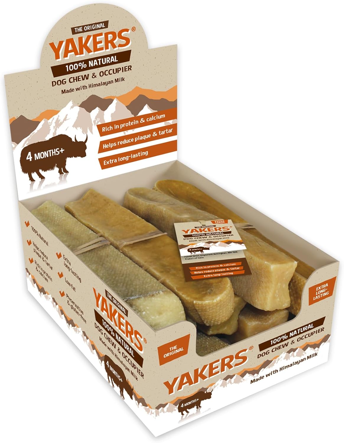 YAKERS Original Natural Dog Chews - Healthy Himalayan Chews, Natural Dog Treats & Occupier, Long-Lasting Chew Bars for All Breeds