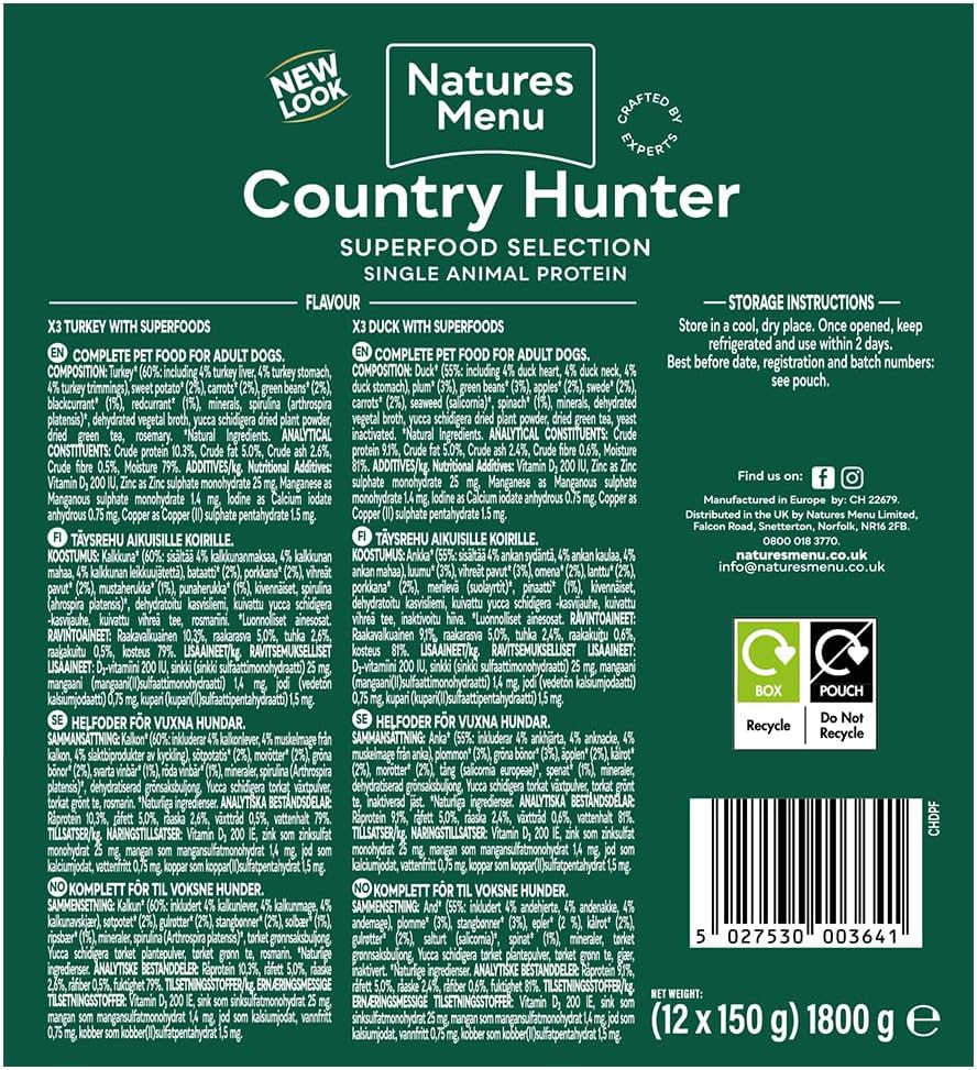 Country Hunter Natures Menu Superfood Selection Pouches for Dogs (12x 150 g)