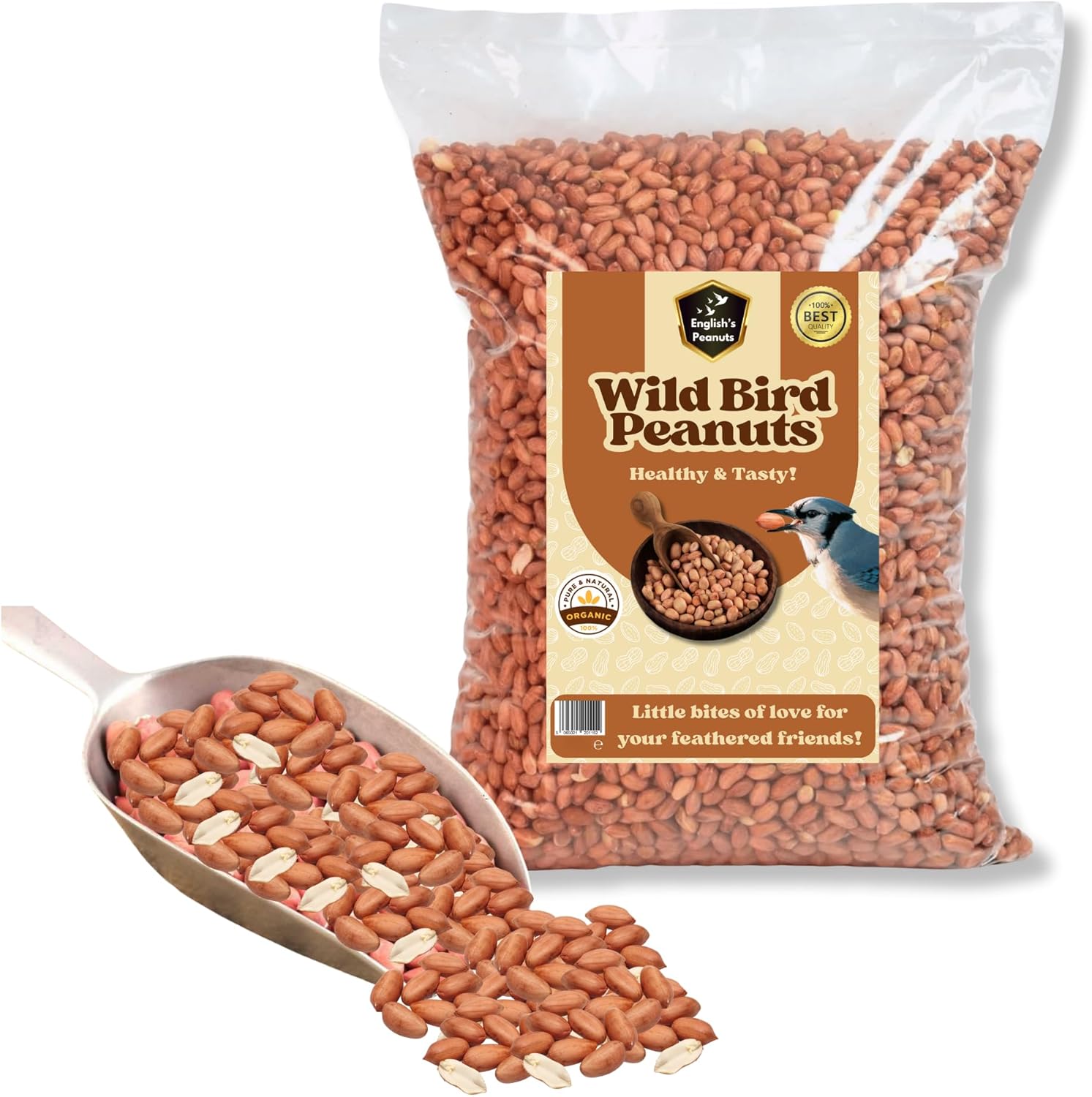 English's Peanuts 25-Kg Sack for Wild Birds – Natural Bird Food for Garden Birds