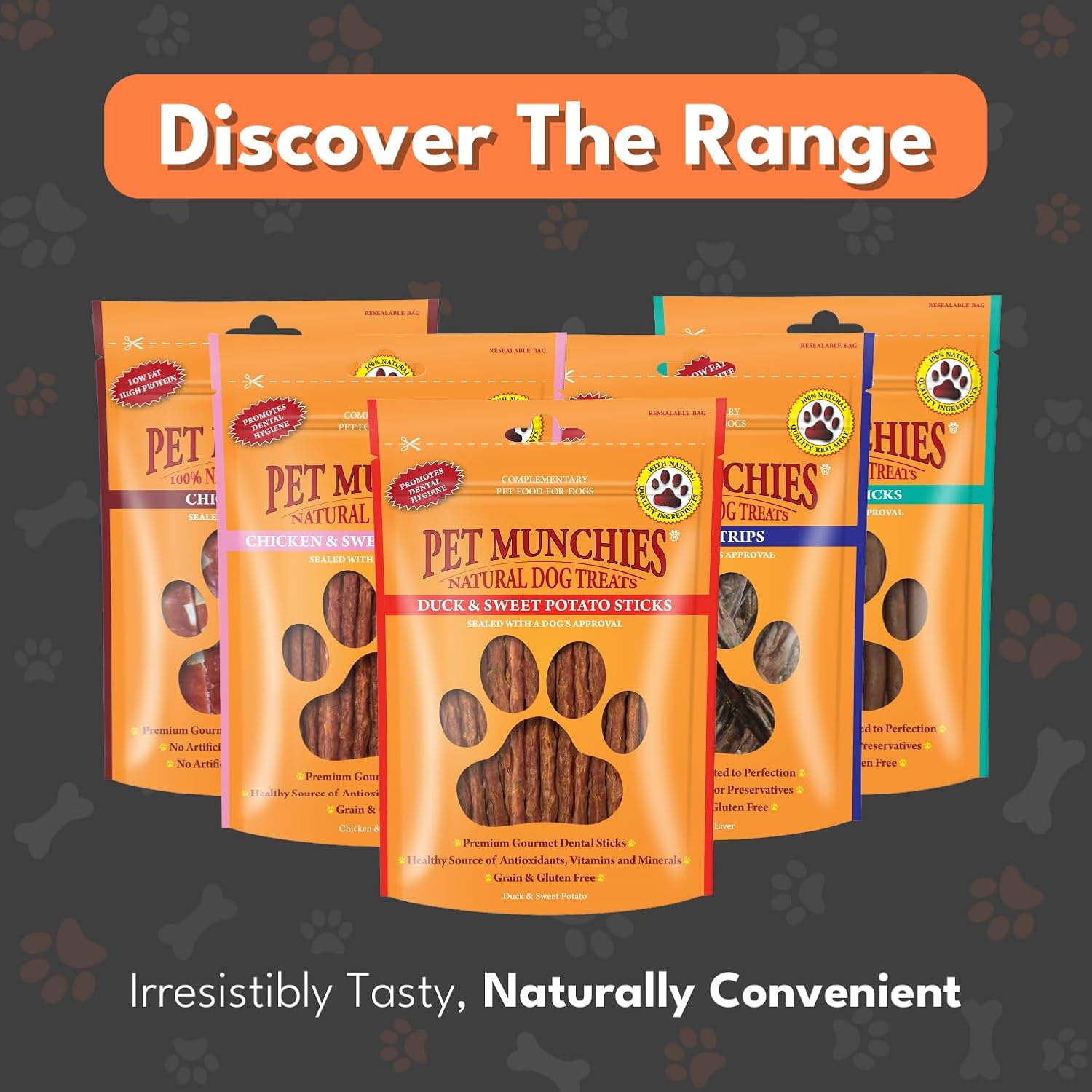 Pet Munchies Dog Treats Duck & Sweet Potato Sticks 90g x 8