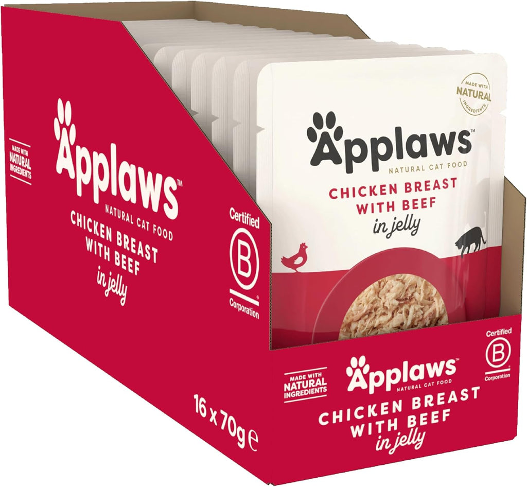 Applaws Cat Pouch Chicken & Beef in Jelly 70g x 16