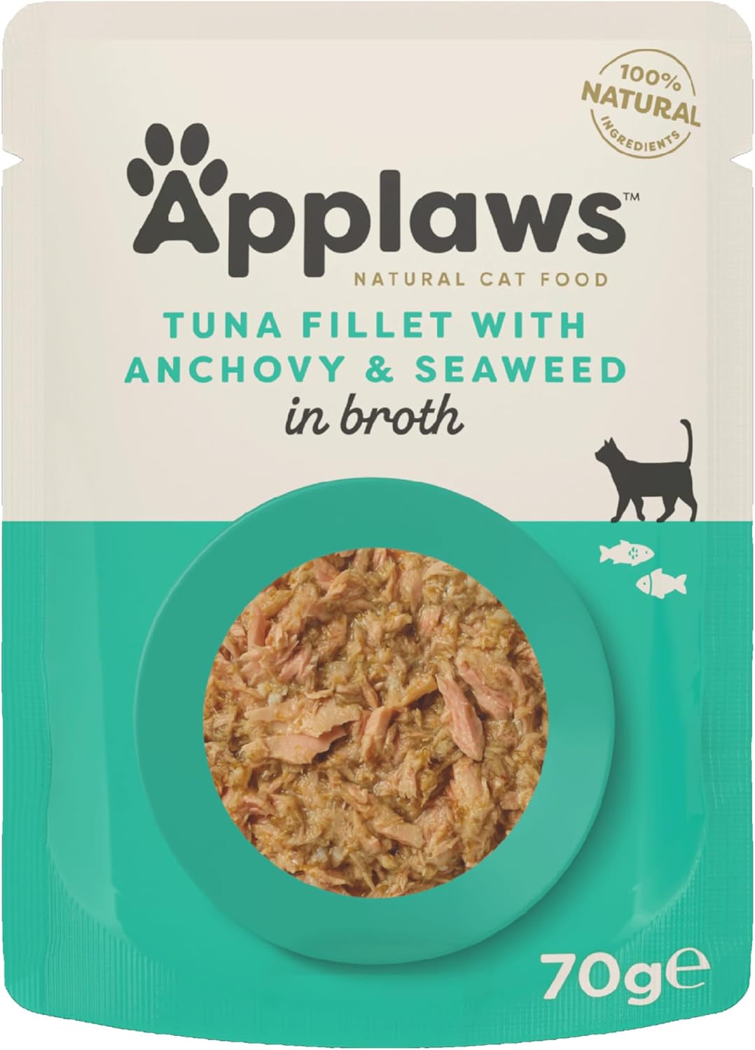 Applaws Cat Pouch Tuna Fillet & Whole Anchovy in Broth 70g x 12