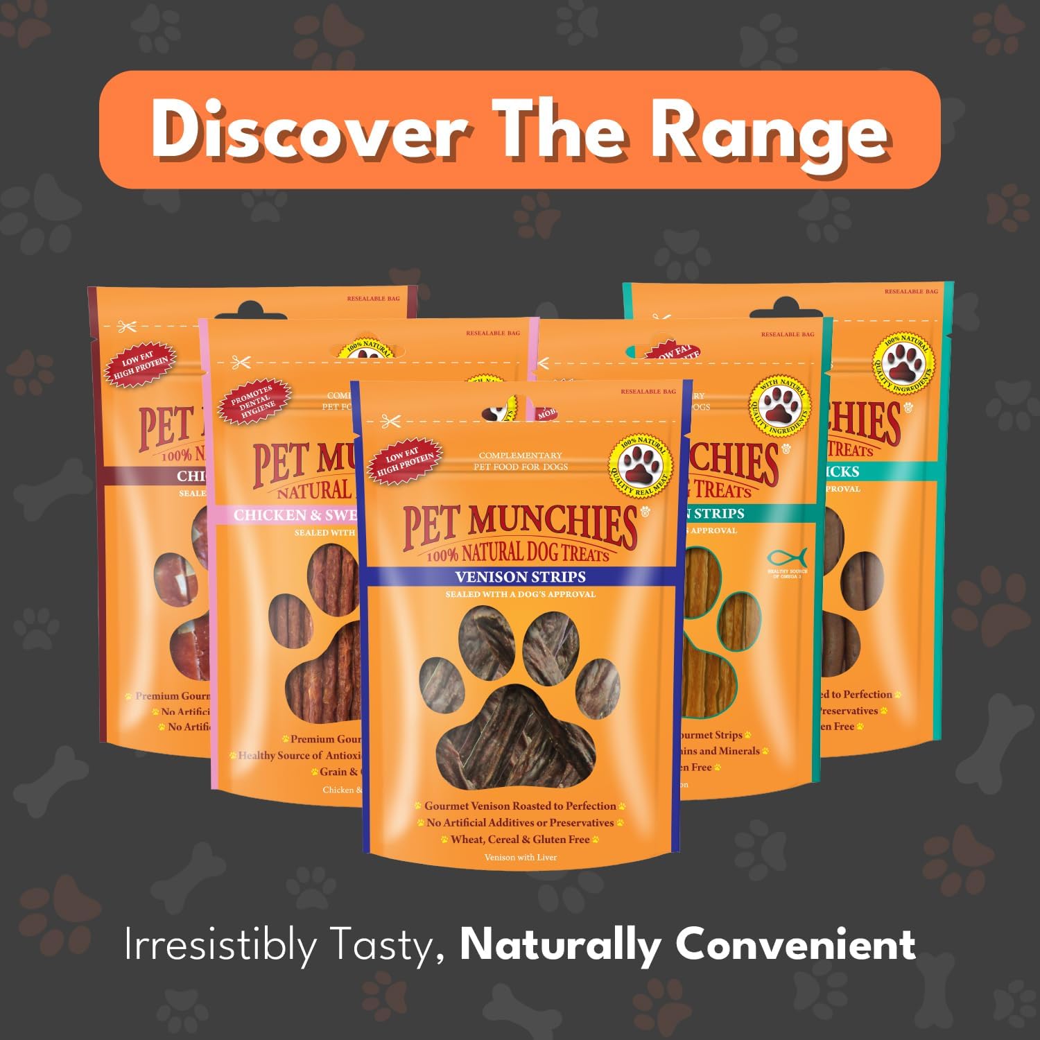 Pet Munchies Dog Treats Venison Strips 75g x 8