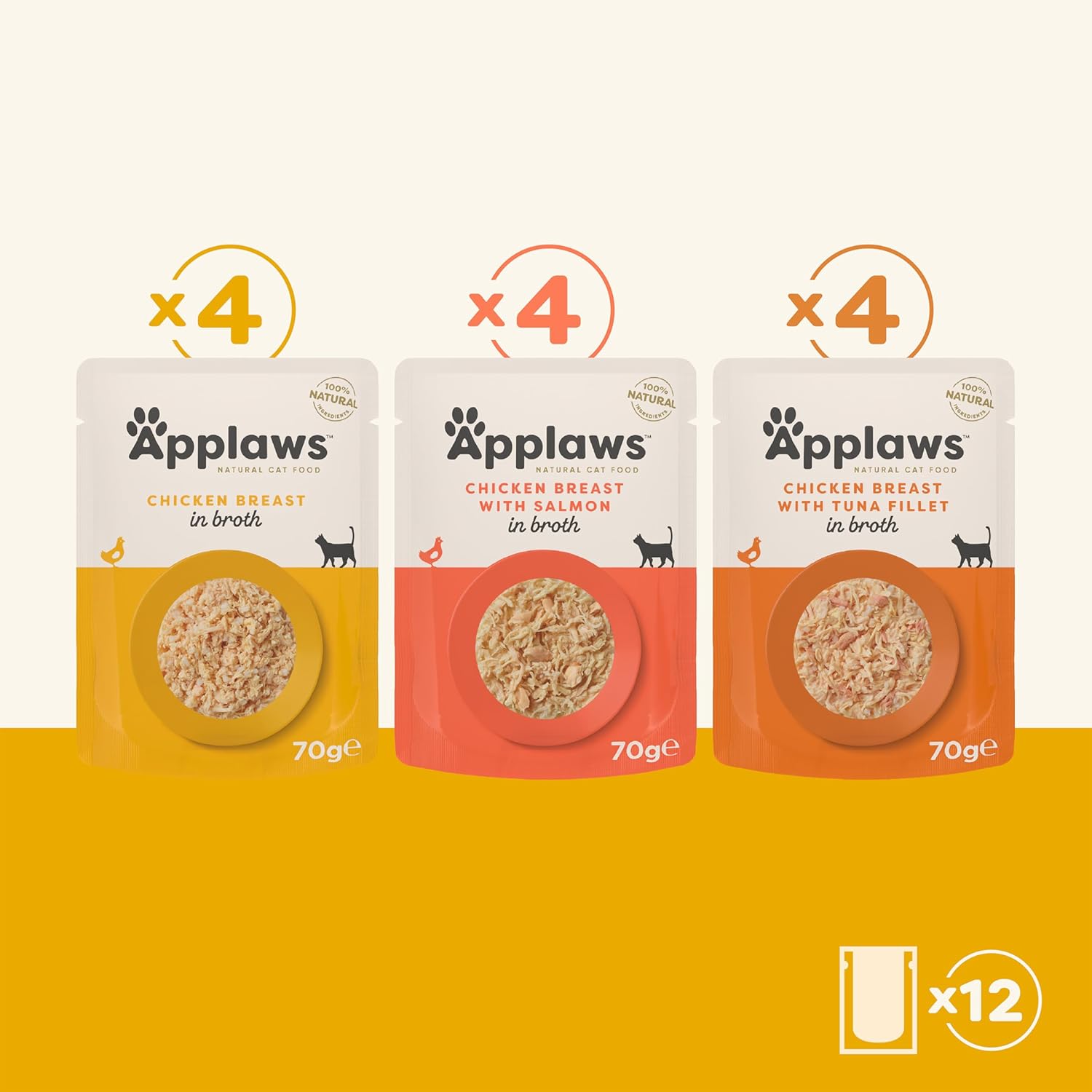 Applaws Cat Pouch Multipack - Chicken Selection in Broth 70g 12pk x 1
