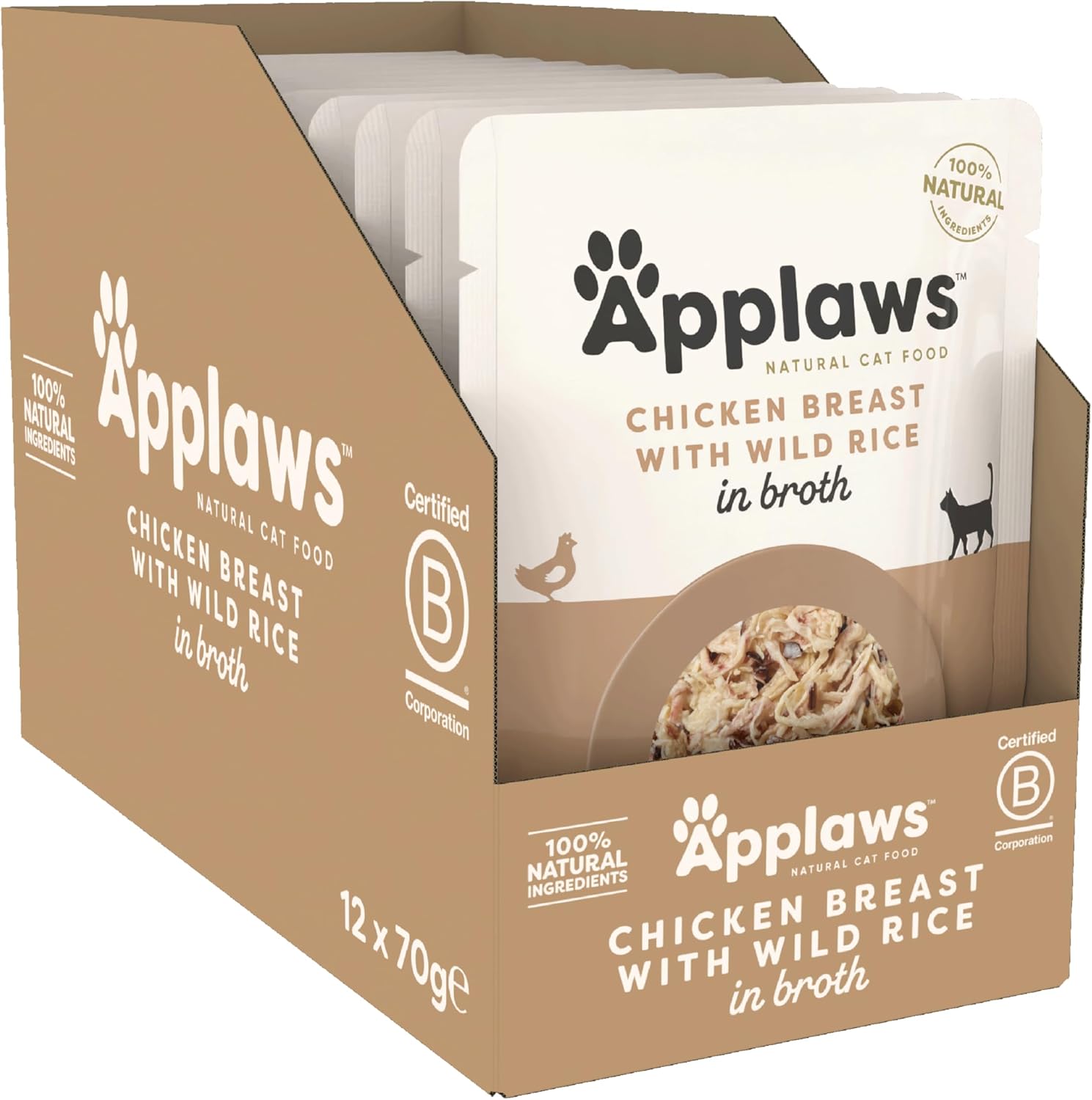 Applaws Cat Pouch Chicken Breast & Rice in Broth 70g x 12
