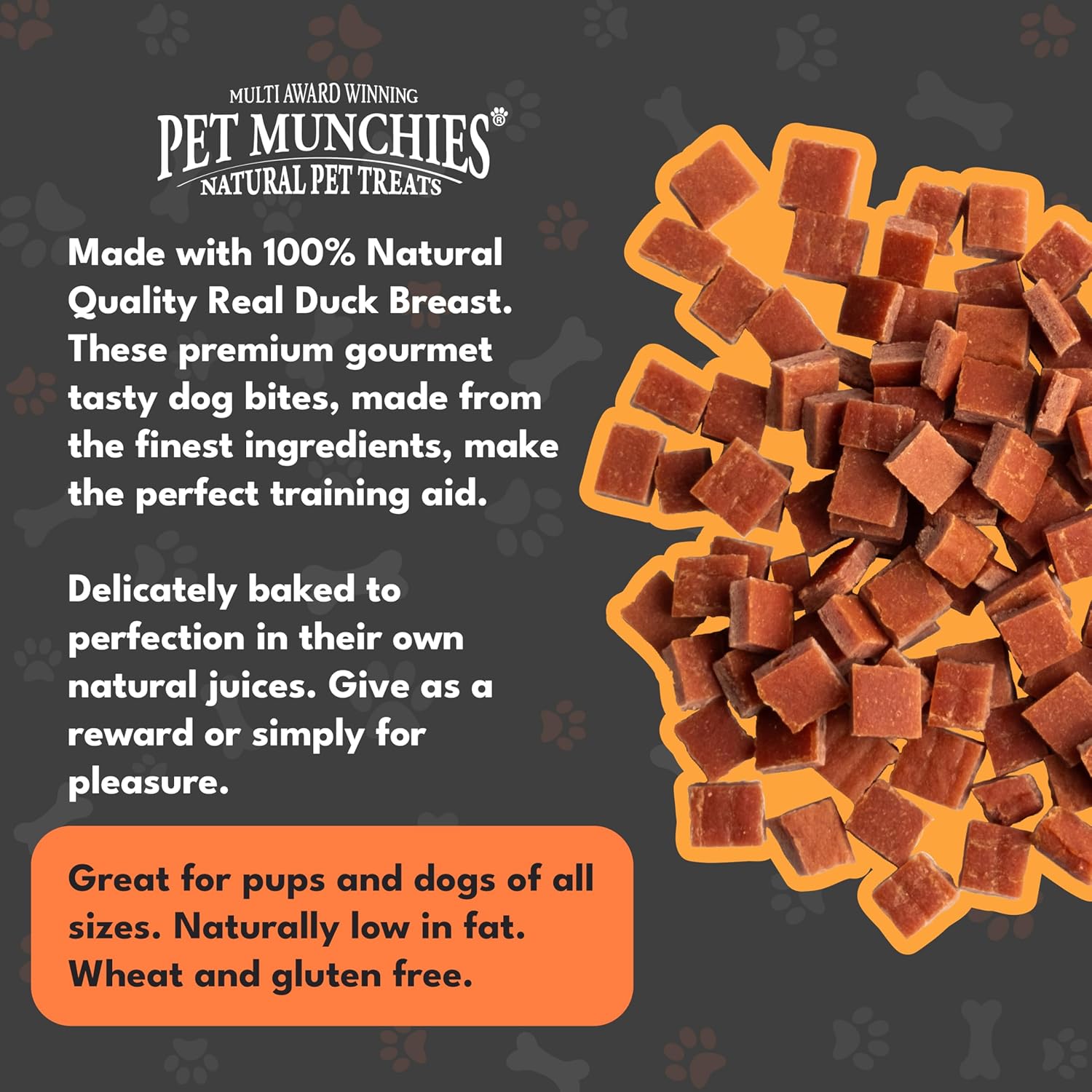 Pet Munchies Duck Dog Training Treats, Grain Free Tasty Bites with Natural Real Meat, Low in Fat 50g (Pack of 8)