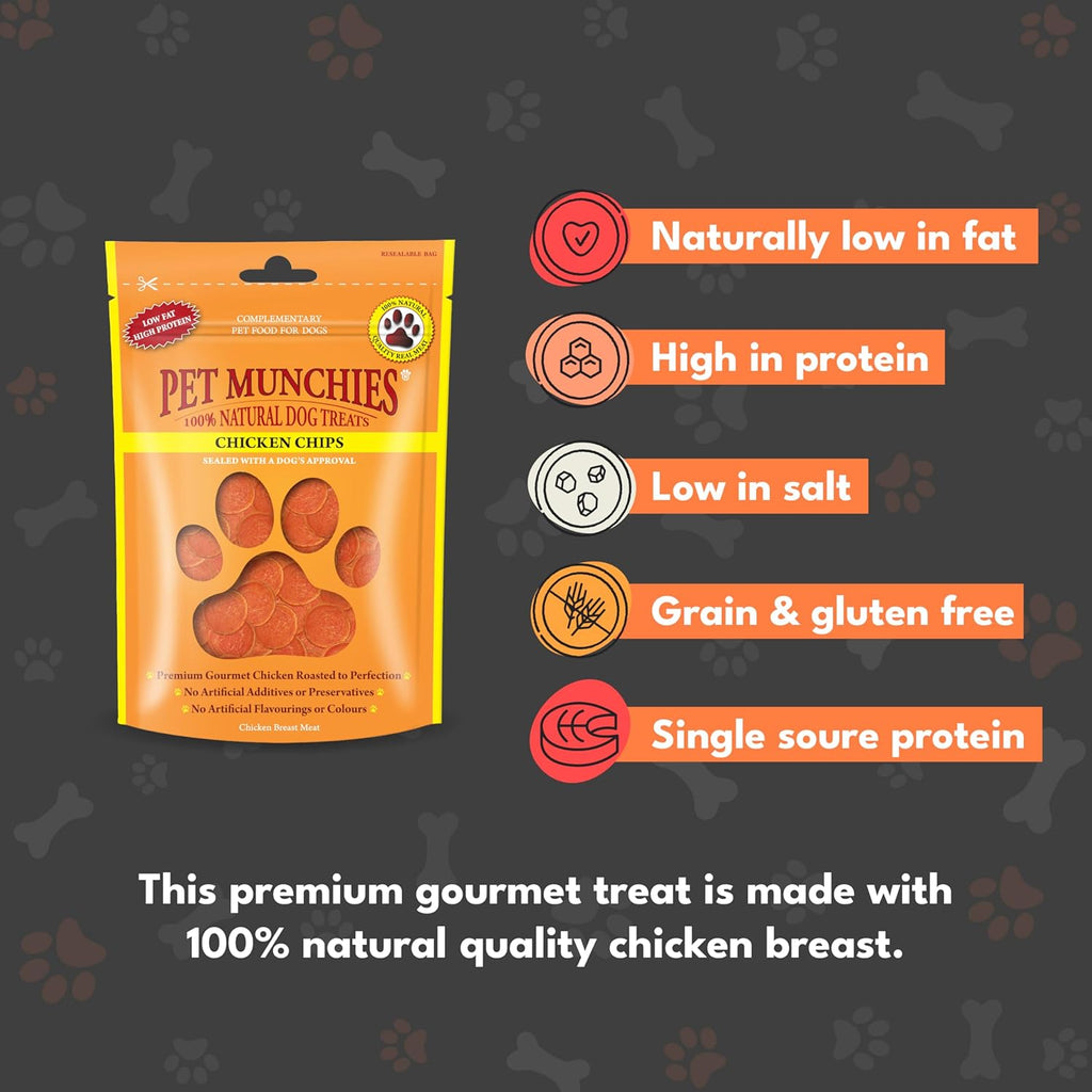 Pet Munchies Dog Treats Chicken Chips 100g x 8