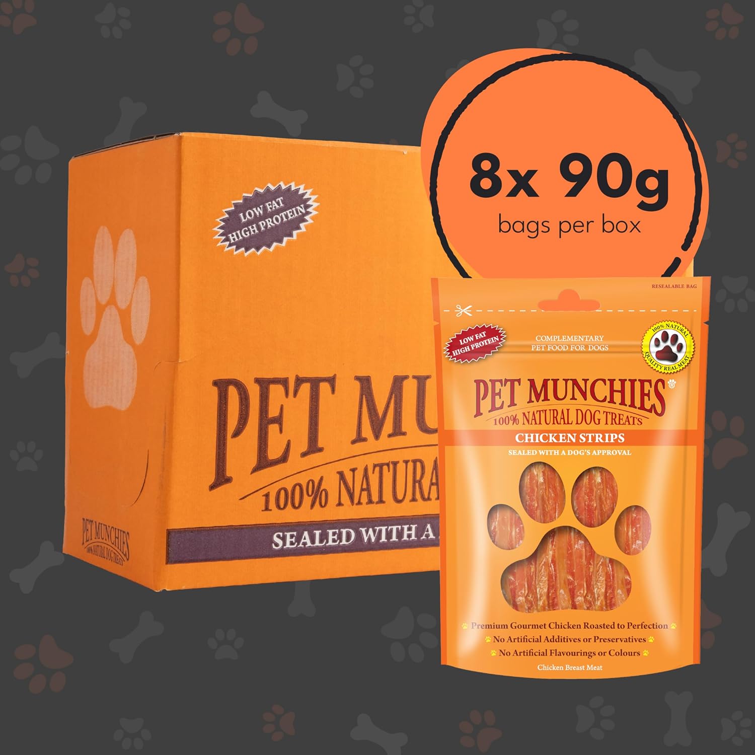 Pet Munchies Dog Treats Chicken Strips 90g x 8