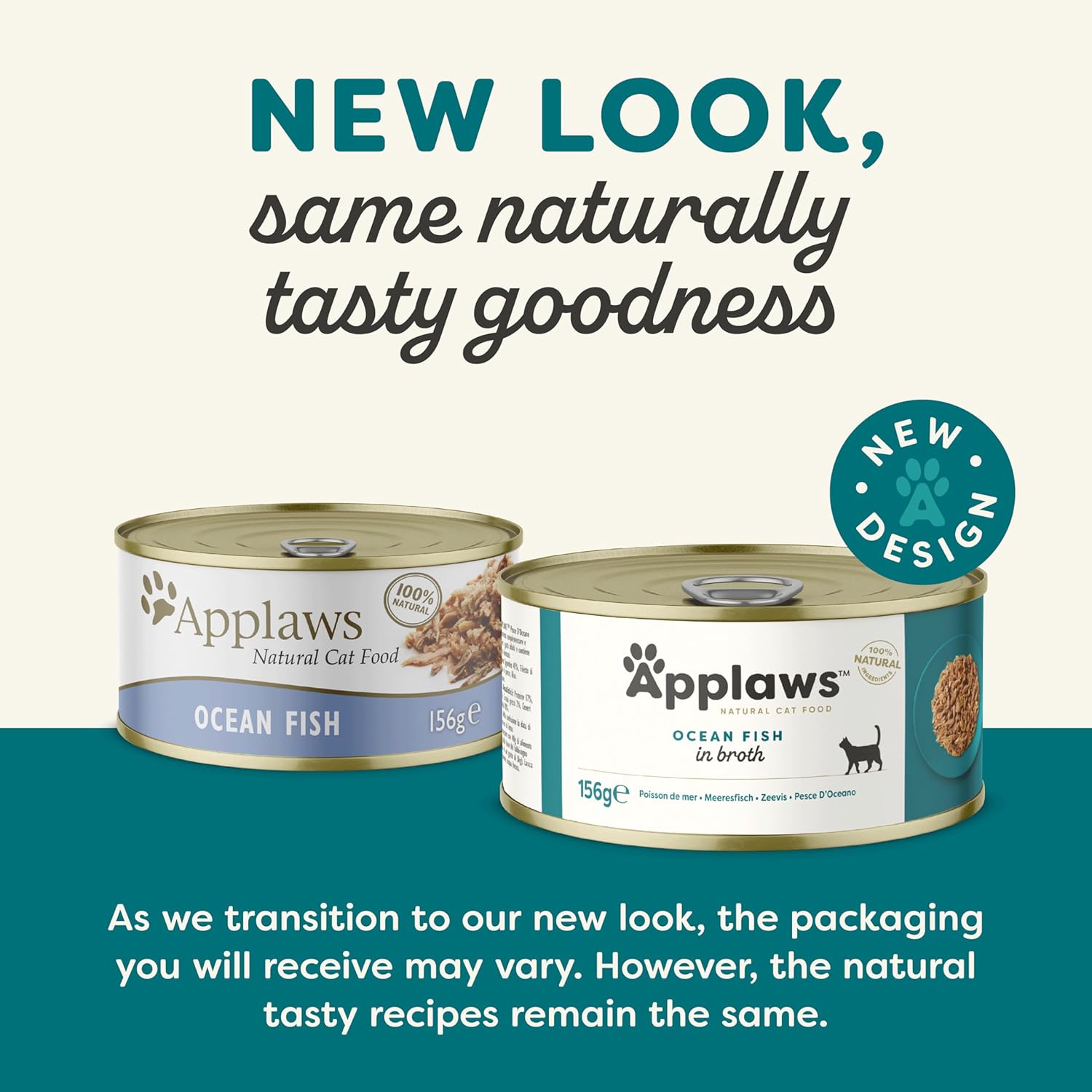 Applaws 100% Natural Wet Cat Food, Ocean Fish In Broth, 156g Tin (Pack of 24)