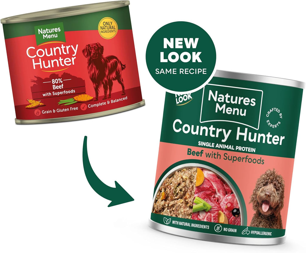 Natures Menu Country Hunter Dog Food Can Beef with Superfoods (6 x 600g)