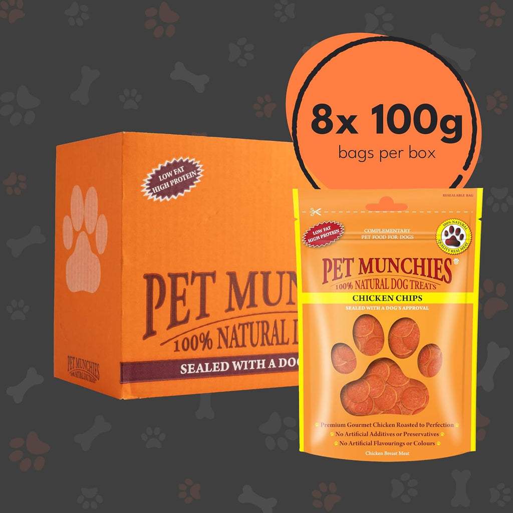 Pet Munchies Dog Treats Chicken Chips 100g x 8