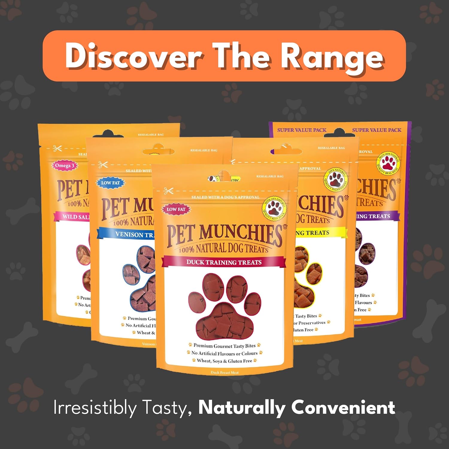 Pet Munchies Duck Dog Training Treats, Grain Free Tasty Bites with Natural Real Meat, Low in Fat 50g (Pack of 8)