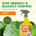 Doff Greenfly & Blackfly Control – 1L Pest Spray for Garden and Greenhouse – Aphid, Whitefly & Spider Mite Repellent – Protects Edible & Ornamental Plants with Added Plant Feed – Bee-Friendly Formula