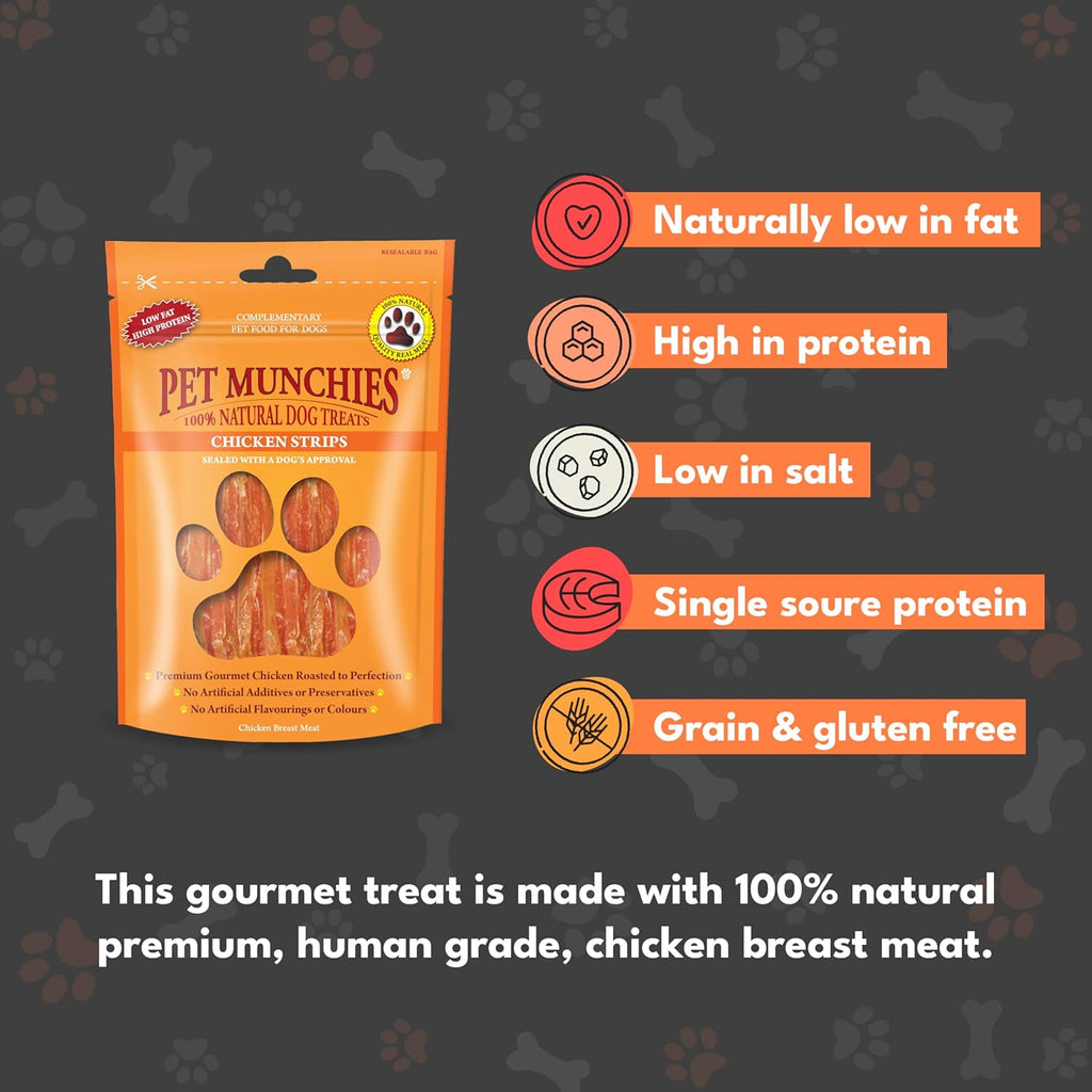 Pet Munchies Dog Treats Chicken Strips 90g x 8