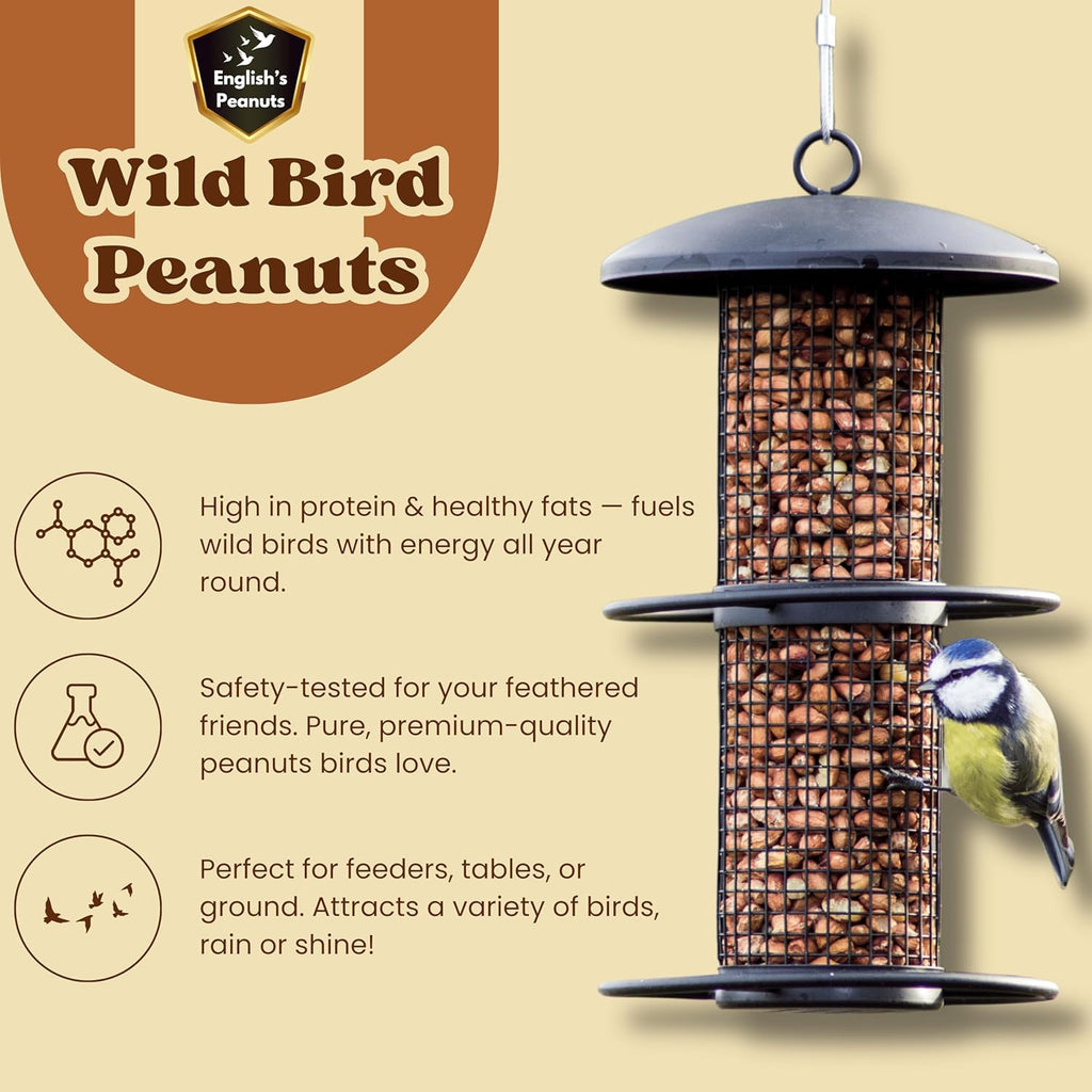 English's Peanuts 25-Kg Sack for Wild Birds – Natural Bird Food for Garden Birds