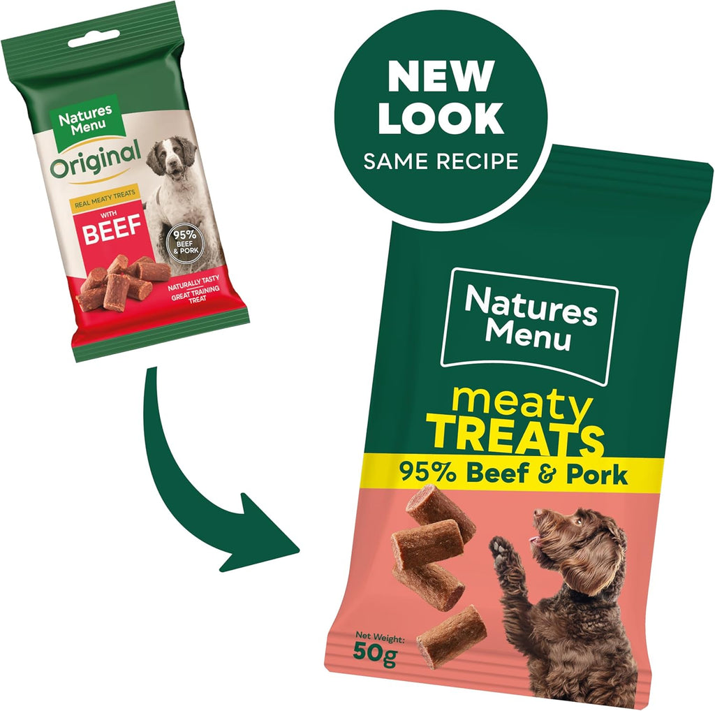 Natures Menu Meaty Treats for Adult Dogs with Beef - 12 x 50g