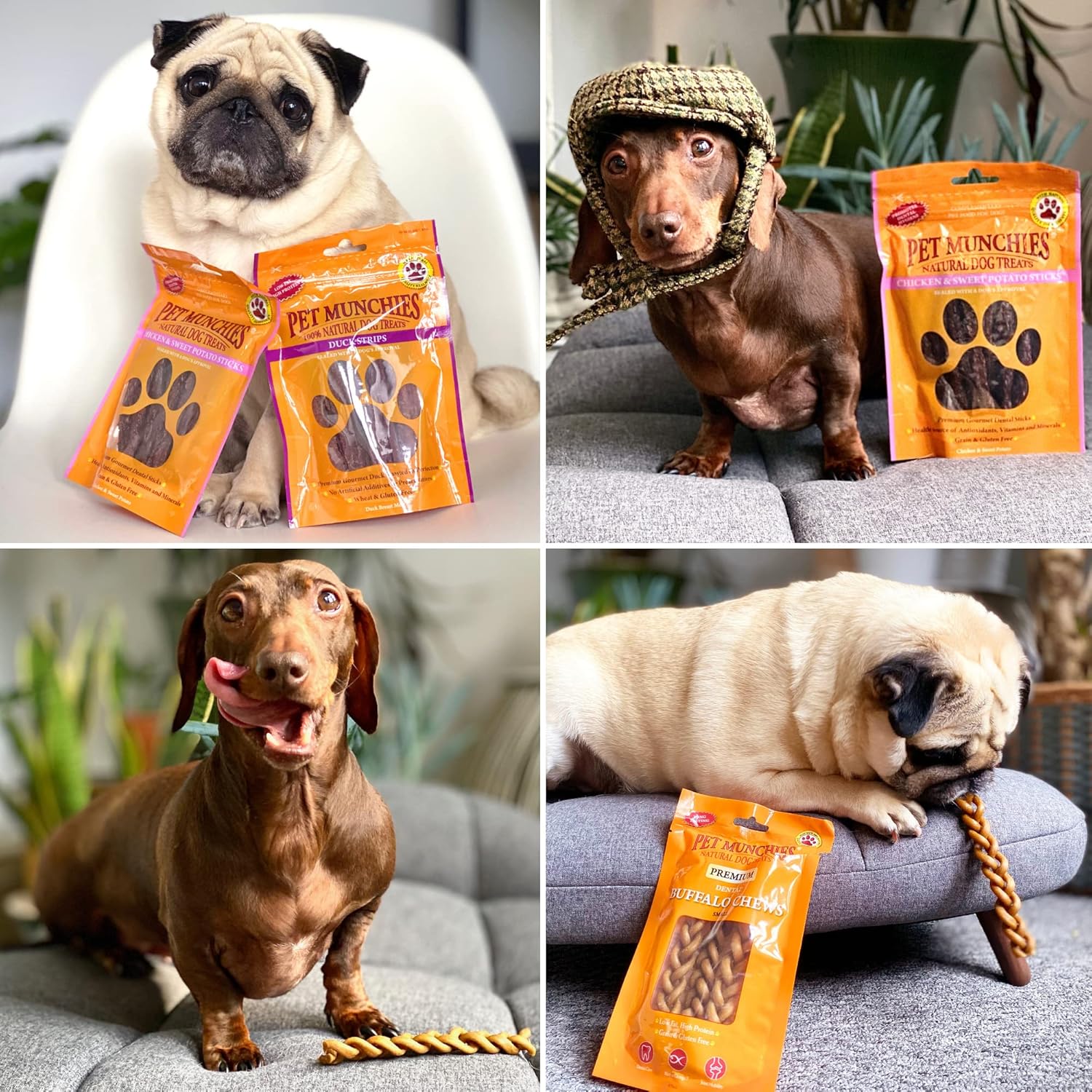 Pet Munchies Dog Treats Wild Salmon & Sweet Potato Dental Sticks 90g x 8