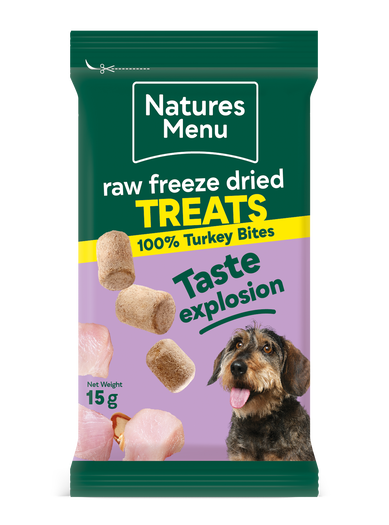 Natures Menu Freeze-Dried 100% Turkey Bites Raw Dog Treats 20 x 15g