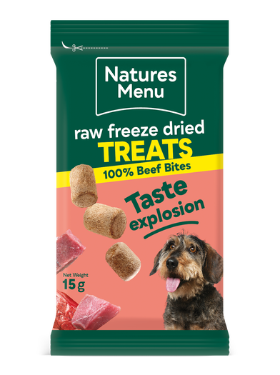 Natures Menu Raw Freeze Dried 100% Beef Bites Dog Treats 20 x 15g