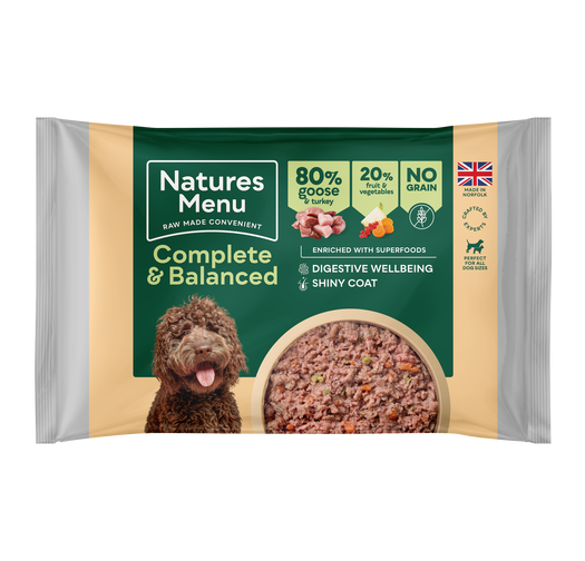Natures Menu Goose & Turkey Raw Dog Food Block Adult Complete Meal 12 x 500g