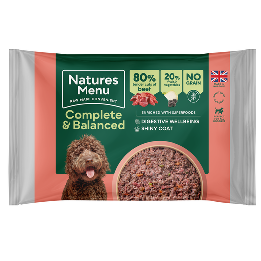 Natures Menu Complete & Balanced Beef Raw Dog Food 12 x 500g
