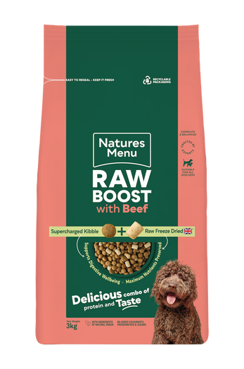 Natures Menu Beef Raw Boost Dog Food Salmon Bag 3 x 3kg