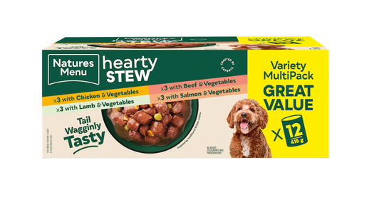 Natures Menu Pouch - Stews Multipack - 12x100g (Chicken,Turkey, Beef & Salmon) 12 x 100