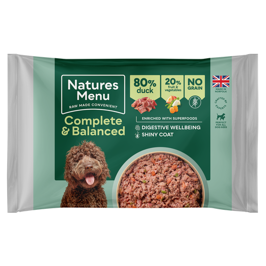 Natures Menu 80% Duck Complete & Balanced Raw Frozen Dog Food 12 x 500g